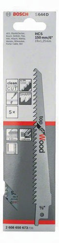 Säbelsägeblatt S 644 D Länge 150 mm Breite 19 mm Zahnteilung TPI 6 43 mm geschränkt geschliffen 5er Pack BOSCH – Ansicht 3