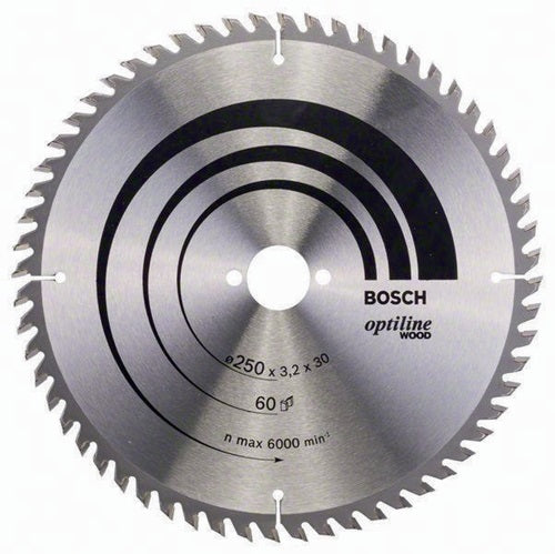 Kreissägeblatt Optiline Wood Außen-Ø 250 mm Zähnezahl 60 WZ Bohrung 30 mm Schnittbreite 32 mm HM BOSCH