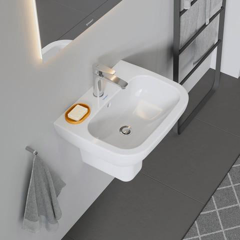 Waschtisch D-CODE m ÜL HLB 1 Hahnloch 550x430mm weiß 550 x 430 mm weiß DURAVIT – Ansicht 6