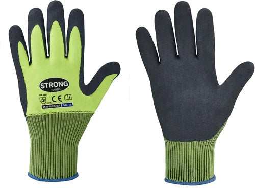 Handschuhe Flexter Größe 9 neongelb/grau EN 388 PSA-Kategorie II 12 Paar STRONGHAND - VPE: 12