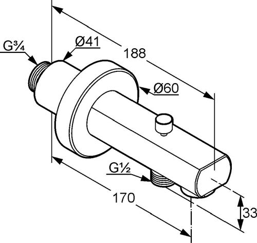 KLUDI ZENTA Wanneneinlauf DN 20 mit Umst 170mm chrom – Ansicht 3