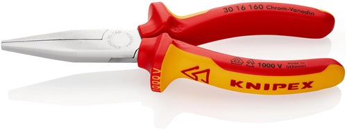 Langbeckzange Gesamtlänge 160 mm Form 1 Kopf verchromt lang flach VDE Mehrkomponenten-Hüllen KNIPEX