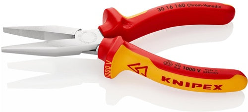 Langbeckzange Gesamtlänge 160 mm Form 1 Kopf verchromt lang flach VDE Mehrkomponenten-Hüllen KNIPEX – Ansicht 4