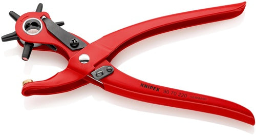 Revolverlochzange Gesamtlänge 220 mm Öffnungsfeder 2 / 25 / 3 / 35 / 4 und 5 mm rot pulverbeschichtet KNIPEX – Ansicht 6