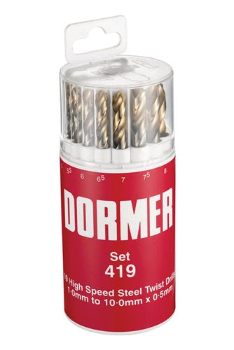 Spiralbohrersatz A094 DIN 338 TypN D1-10x05mm HSS 19tlgRunddose DORMER