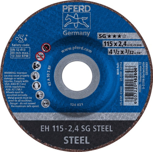 Trennscheibe SG STEEL D115x24mm gekröpft Stahl Bohrung 2223 mm PFERD - VPE: 25