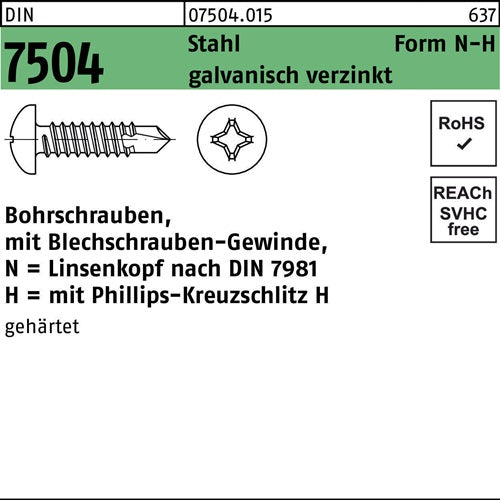 Bohrschraube DIN 7504 LIKO N 63x90-H Stahl galvverz 100St - VPE: 100
