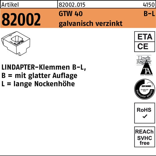 Klemmen R 82002 GTW 40 LM 20/125 galvverz 1 Stück LINDAPTER