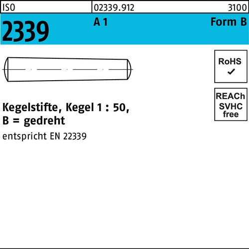 Kegelstift ISO 2339 gedreht 3 x 36 A 1 Kegel 1:50 ISO 2339 50 Stück