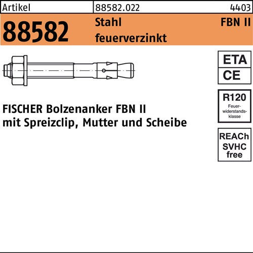 Bolzenanker R 88582 FBN II 10/10 Stahl feuerverz 50 Stück FISCHER - VPE: 50