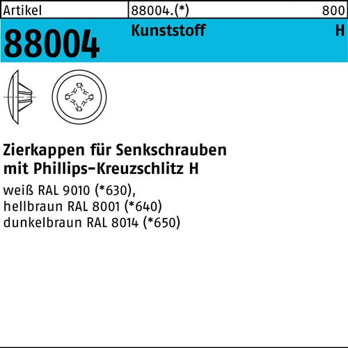 Zierkappe R 88004 fPH 2x 12/35-5 Ku hellbraun 1000St - VPE: 1000