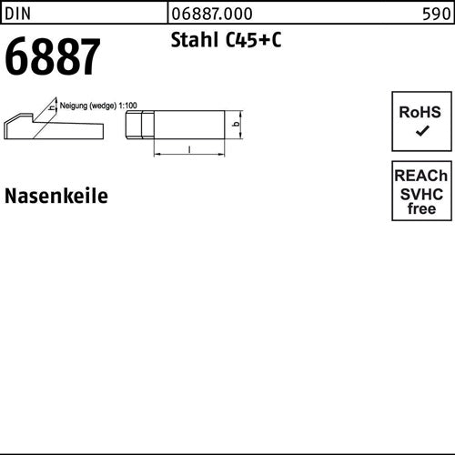 Nasenkeil DIN 6887 14x 9x 56 Stahl C45+C 10 Stück - VPE: 10