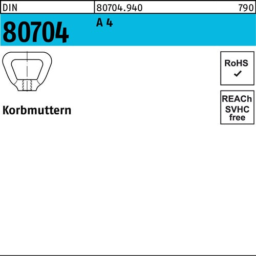 Korbmutter DIN 80704 M20 A 4 1 Stück