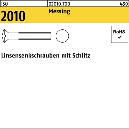 Linsensenkschraube ISO 2010 mSchlitz M 8 x 35 Messing 100 Stück
