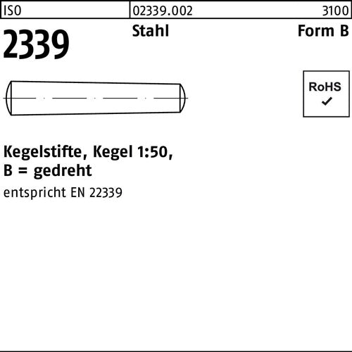 Kegelstift ISO 2339 gedreht B 8 x 36 Stahl Kegel 1:50 ISO 2339 50 Stück