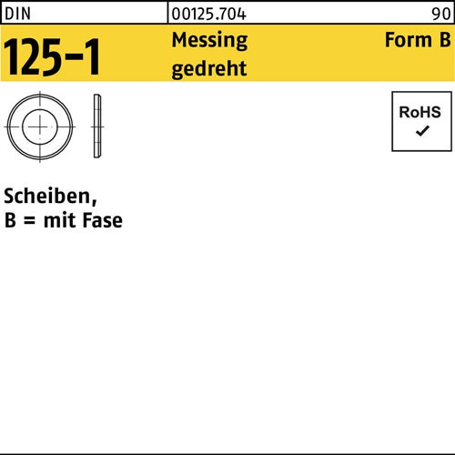 Unterlegscheibe DIN 125-1 Form B 32 x 7 x05 Messing gedreht 100 Stück