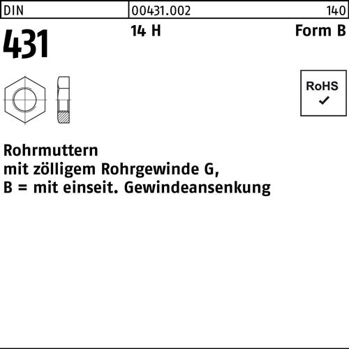 Rohrmutter DIN 431 BG 1 1/2 14 H 1 Stück