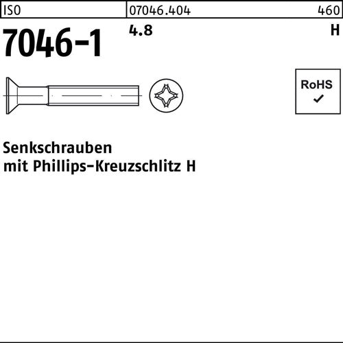 Senkschraube ISO 7046-1 mKreuzschlitz-PH M 4 x 20 -H 48 2000 Stück