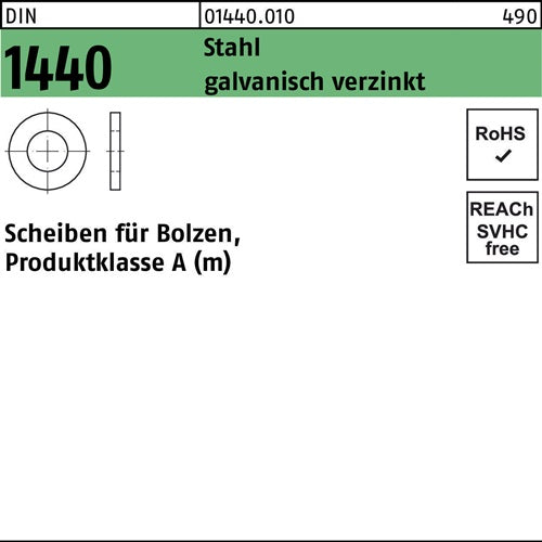 Scheibe DIN 1440 fBolzen 18 x 30 x 4 Stahl galvanisch verzinkt 100 Stück