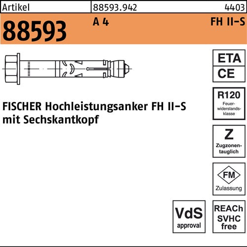 Hochleistungsanker R 88593 FH II 10/25 S A 4 50 Stück FISCHER - VPE: 50