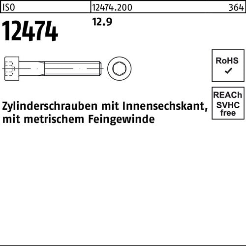 Zylinderschraube ISO 12474 mInnensechskant M 20 x15 x 70 129 25 Stück