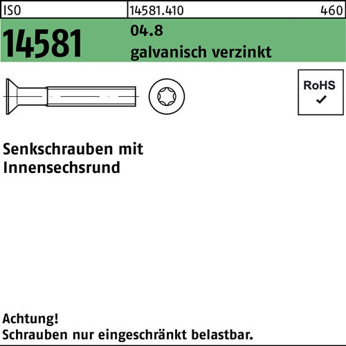 Senkschraube ISO 14581 ISR M5x25 T25 048 galvverz 1000St - VPE: 1000