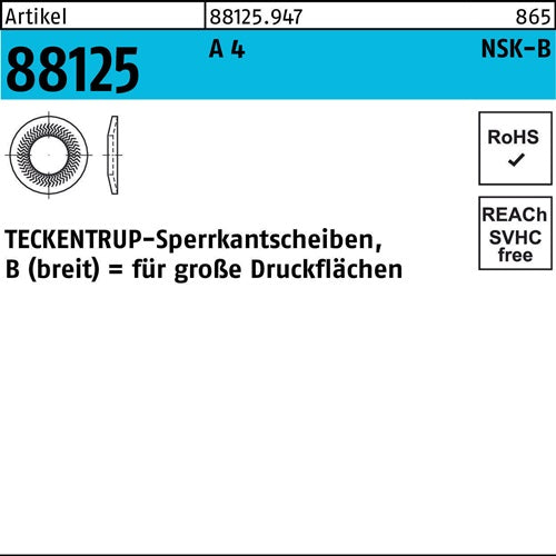 Sperrkantscheibe R 88125 NSK-B 10 A 4 500 Stück TECKENTRUP