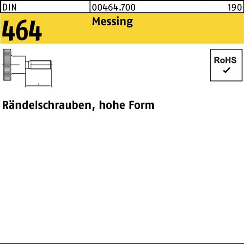 Rändelschraube DIN 464 hohe Form M 4 x 8 Messing Messing 50 Stück