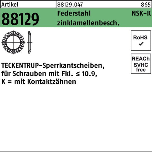 Sperrkantscheibe R 88129 NSK-K 6 Federstahl zinklamellenbeschichtet 1000 Stück TECKENTRUP
