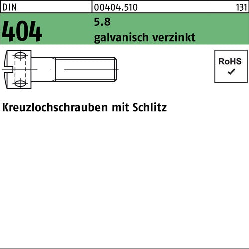 Kreuzlochschraube DIN 404 Schlitz M 5 x 20 58 galvanisch verzinkt 100 Stück