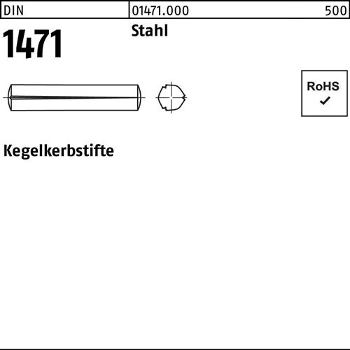 Kegelkerbstift DIN 1471 8 x 12 Stahl DIN 1471 100 Stück