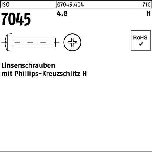 Flachkopfschraube ISO 7045 PH M3x 16-H 48 2000 Stück - VPE: 2000