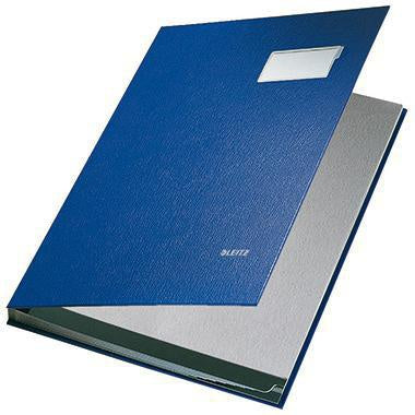 Unterschriftenmappe Leitz DIN A4 Graupappe 90 % recycelt blau grau 10 Fächer LEITZ