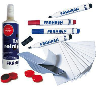Starterset Magnettafel FRANKEN Junior Line 1 x Reinigungsspray 125 ml 1 x Tafelwischer magnetisch 10 Bl Löschfilz 4 x