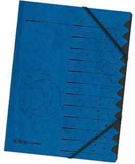 Ordnungsmappe Herlitz Qualitiy DIN A4 355g/m² Karton Farbe: blau Farbe des Fächerblocks: schwarz 12 Fächer HERLITZ