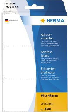 Adressetikett HERMA 95 x 48 mm (B x H) Papier weiß 250 Etik/Pack HERMA