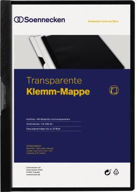 Klemmmappe Soennecken DIN A4 Hartfolie Farbe der Rückseite: schwarz Farbe der Klemme: schwarz SOENNECKEN