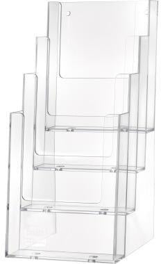 Prospekthalter helit the helpdesk 116 x 256 x 17 cm (B x H x T) 1/3 DIN A4 Polystyrol glasklar 4 Fächer HELIT