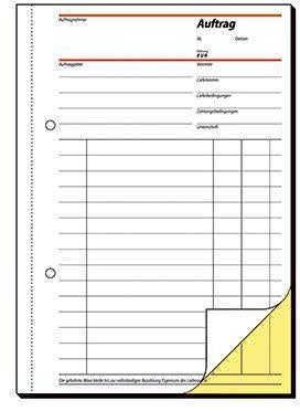 Auftragsformular SIGEL DIN A5 56g/m² selbstdurchschreibend 1 Durchschlag handschriftlich Schreibmaschine gelb 2 x 40 Bl SIGEL
