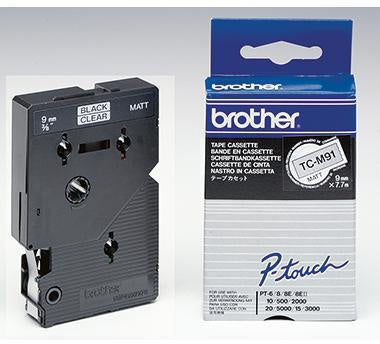 Schriftbandkassette Brother P-touch TC-M91 9 mm x 77 m (B x L) transparent schwarz BROTHER