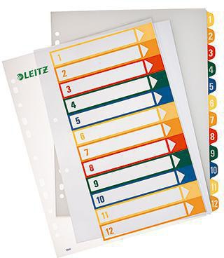 Zahlenregister Leitz DIN A4 Überbreite 1-12 Polypropylen mehrfarbig LEITZ