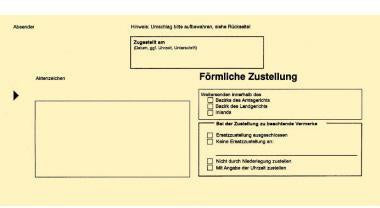 Zustellungsumschlag RNK Verlag DIN lang ohne Fenster mit gummierter Klappe Naturpapier gelb Förmliche Zustellung RNK VERLAG
