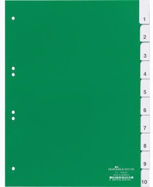 Ordnerregister DURABLE DIN A4 blanko Kunststoff grün 10 Registerblätter DURABLE