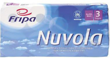Toilettenpapier Fripa Nuvola 3-lagig Tissue 100 % recycelt hochweiß 250 Bl/Rl 8 Rl/Pack FRIPA
