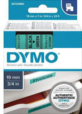 Schriftbandkassette DYMO® D1 19 mm x 7 m (B x L) grün schwarz DYMO