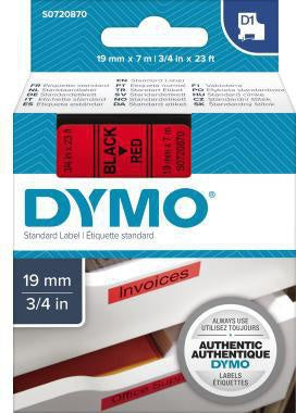 Schriftbandkassette DYMO® D1 19 mm x 7 m (B x L) rot schwarz DYMO® D1 19 mm x 7 m (B x L) rot schwarz DYMO