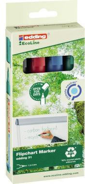 Flipchartmarker edding 31 EcoLine 15-3mm farbig sortiert 4 St/Pack EDDING
