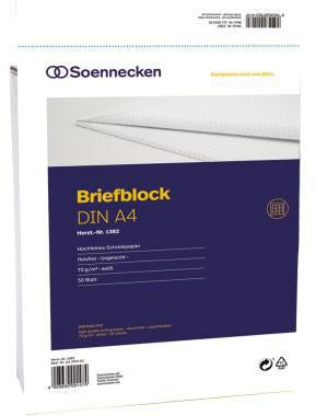 Briefblock Soennecken DIN A4 rautiert 70g/m² weiß 50 Bl SOENNECKEN