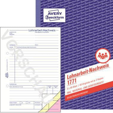 Lohnarbeitsnachweiß Avery Zweckform DIN A5 60g/m² 2 Durchschläge 3 x 40 Bl AVERY ZWECKFORM