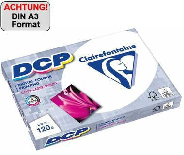 Farblaserpapier Clairefontaine DCP DIN A3 120g/m² elementar chlorfrei gebleicht hochweiß 250 Bl/Pack CLAIREFONTAINE